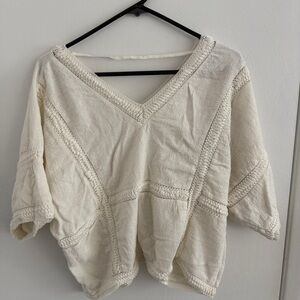 O’Neill Cotton Cropped White Cream Top Size Large